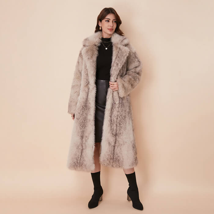 Ultra-High Gram Weight Luxurious Faux Sable Fur Long Coat - Kai's